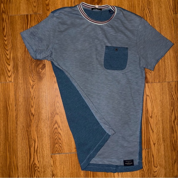 Scotch and Soda Block Colored Striped Collar Pocket Tee Ringer Tee - Picture 8 of 12